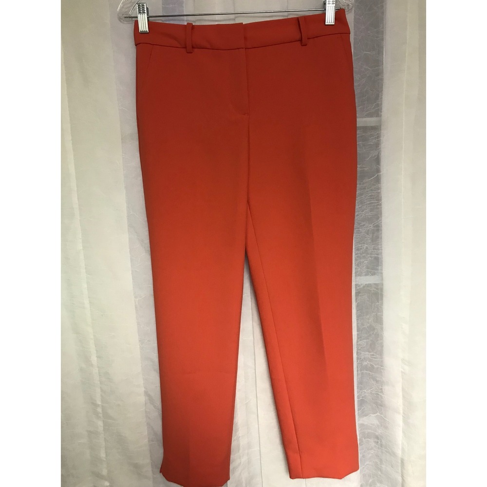 Talbots Womens 4P Hampshire Ankle Pant Orange Slim Leg Stretch Trousers JO3069